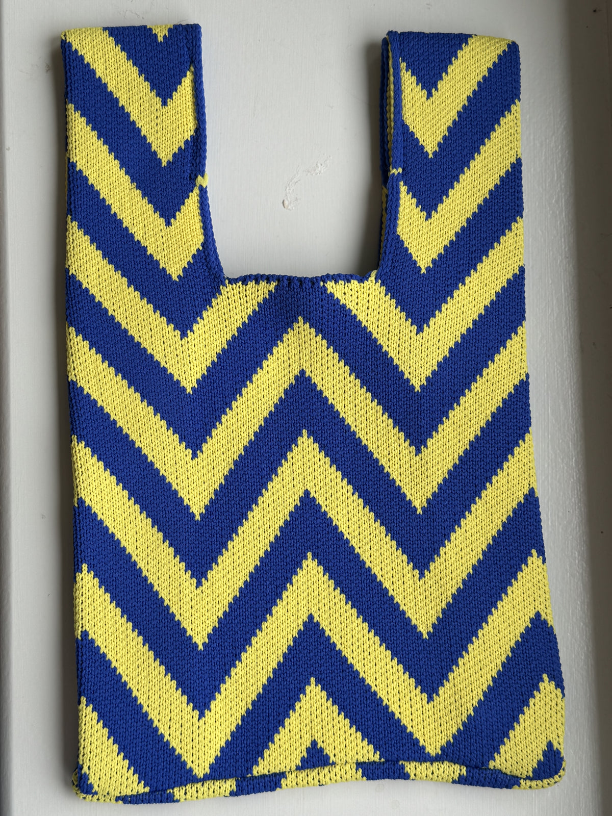 Chevron bag in blue and yellow
