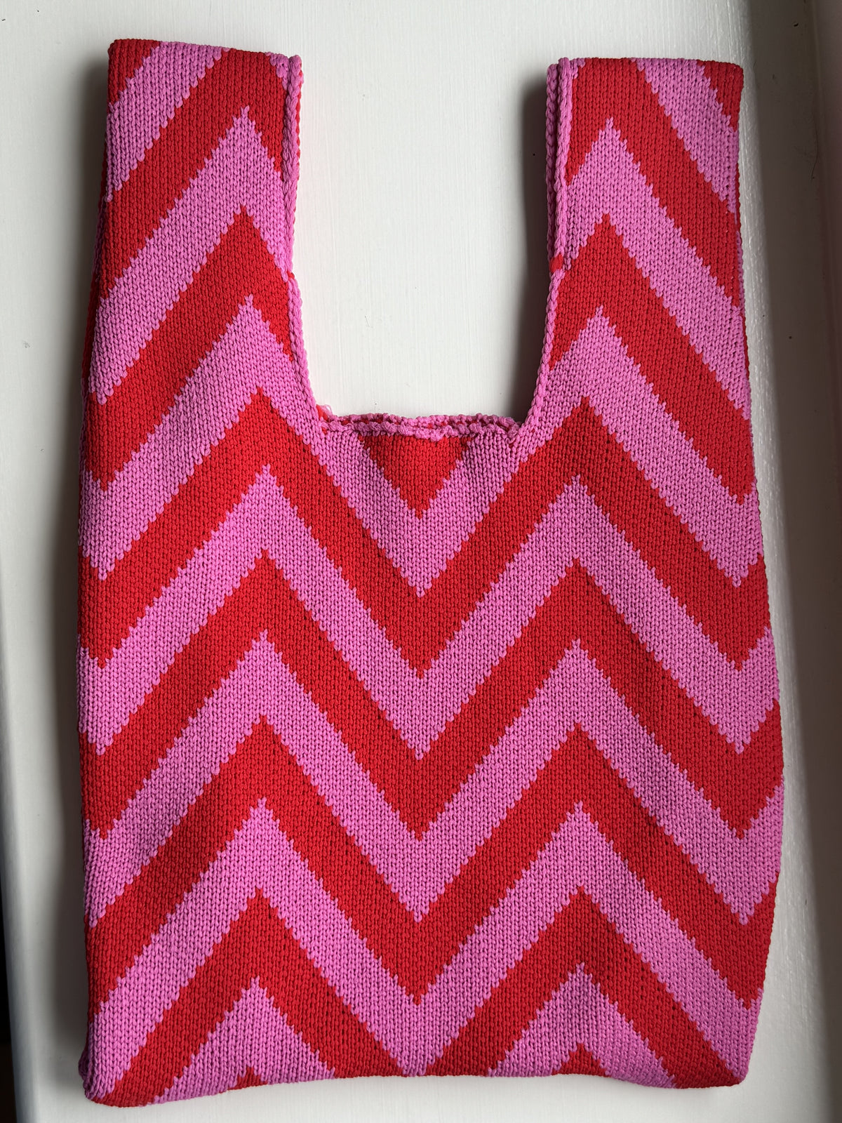 Chevron Bag in Pink and Red