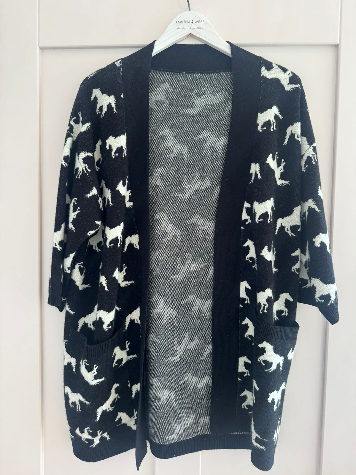 Horse Print Cardigan in Black with White