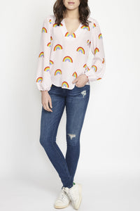 Crocus Shirt in Rainbow Print Silk