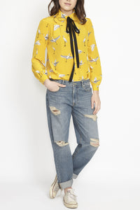 Dora in Yellow Egret Silk Shirt