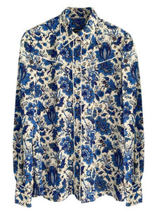 Western Shirt In Blue Floral