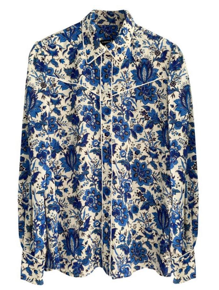 Western Shirt In Blue Floral