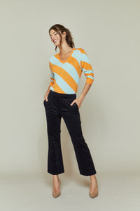 Farrah Stripe Knit in Tangerine and Baby Blue