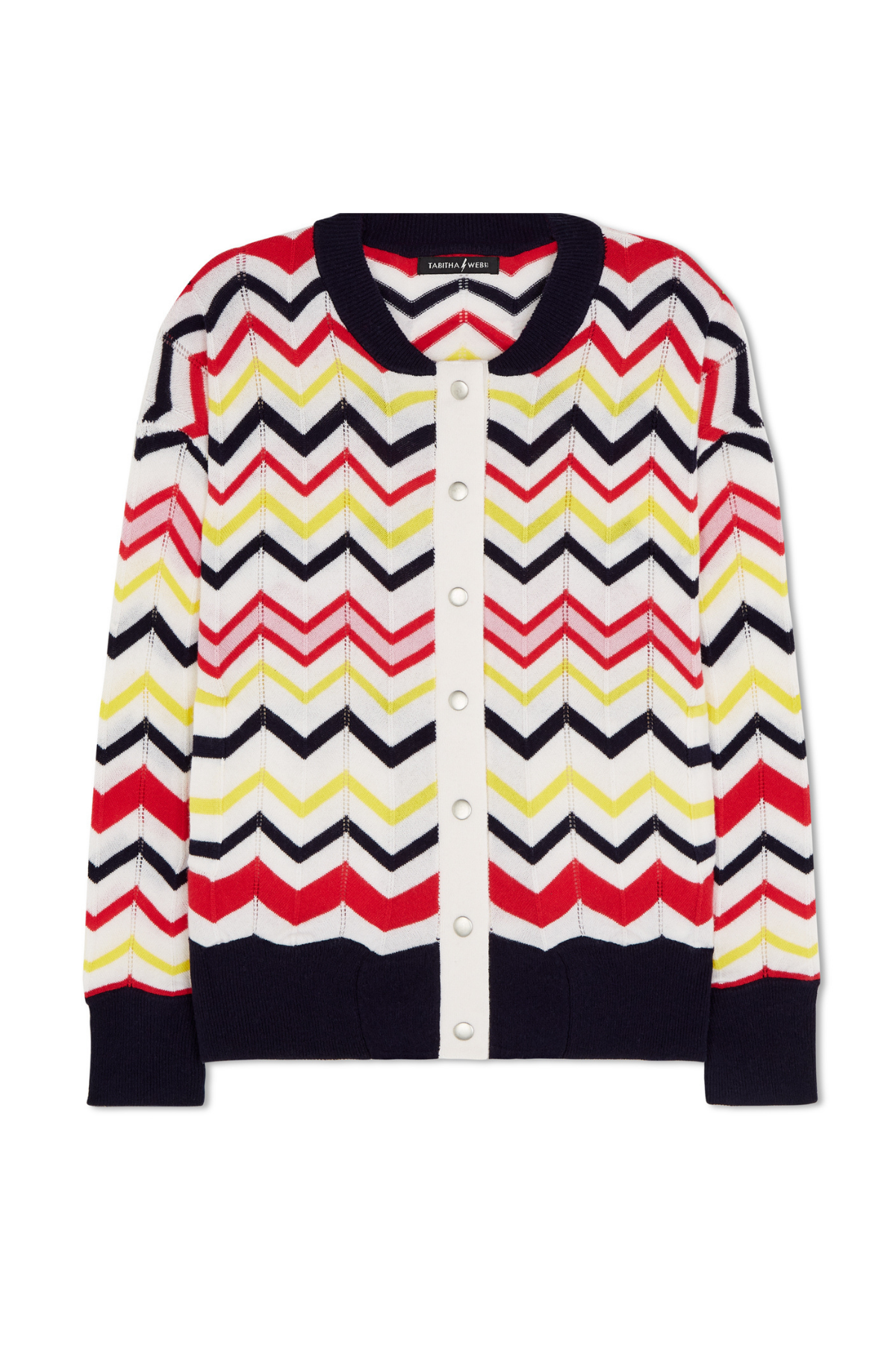 Cashmere Bomber in Black, Red and Yellow Chevron