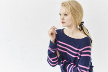 Load image into Gallery viewer, Striped Dreams in Navy and Pink Cashmere
