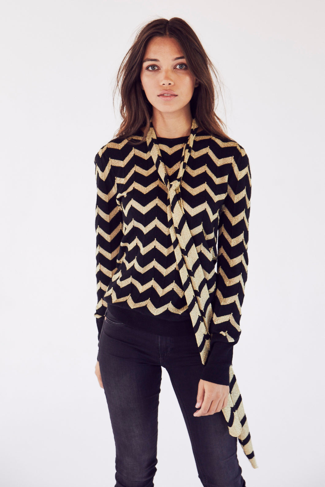 Lucille in Black and Gold Chevron