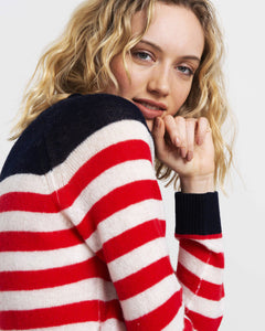 Cassie Cashmere in Navy and Red